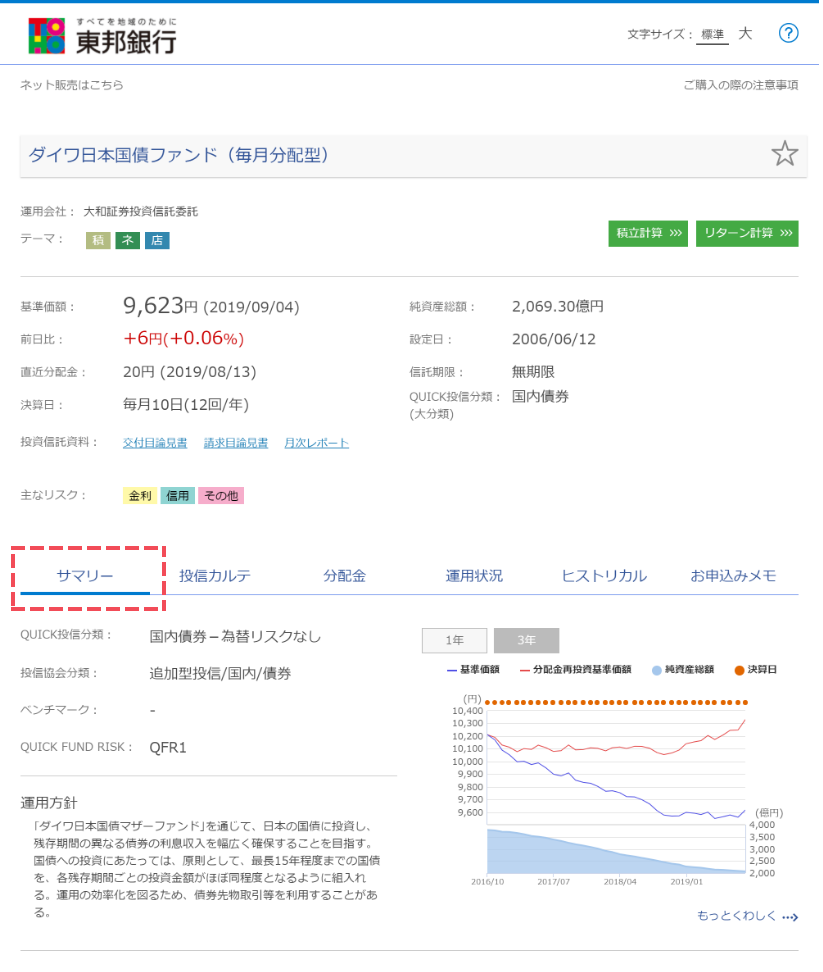 ファンドの概要をご確認いただけます。